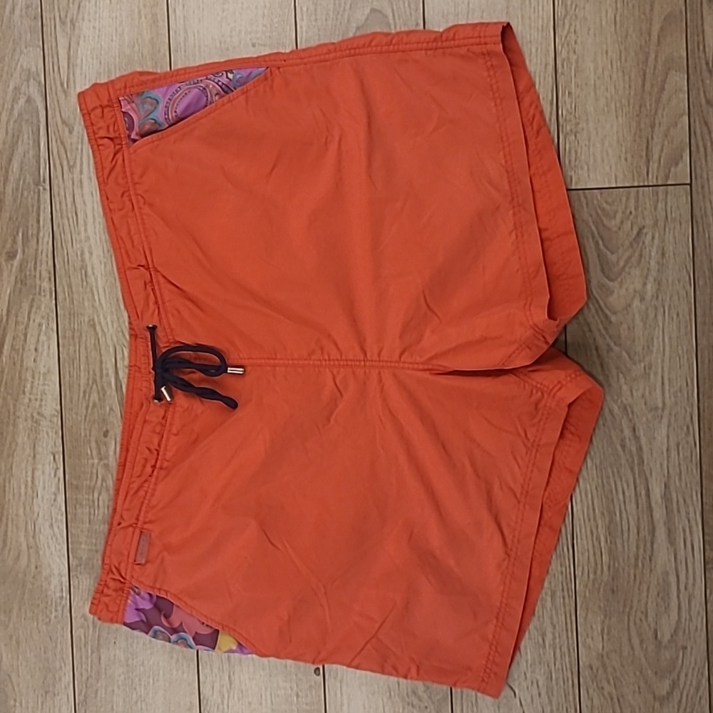 ETRO Italy Solid Orange Hot Pink Sz XL Mens Swim Trunks‎ Shorts